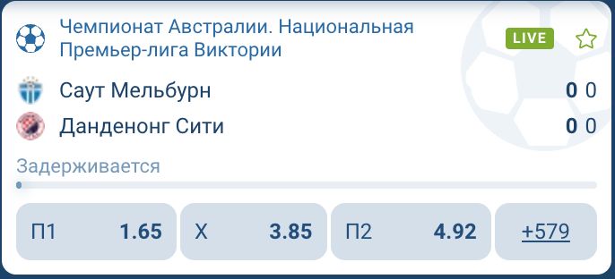 Саут Мельбурн — Данденонг Сити, Live ставки Чемпионат Австралии в 1xBet